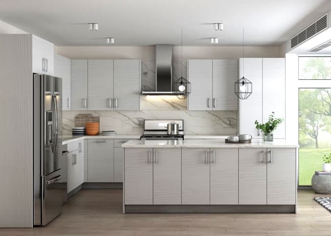 Light textured Classic Series kitchen cabinets